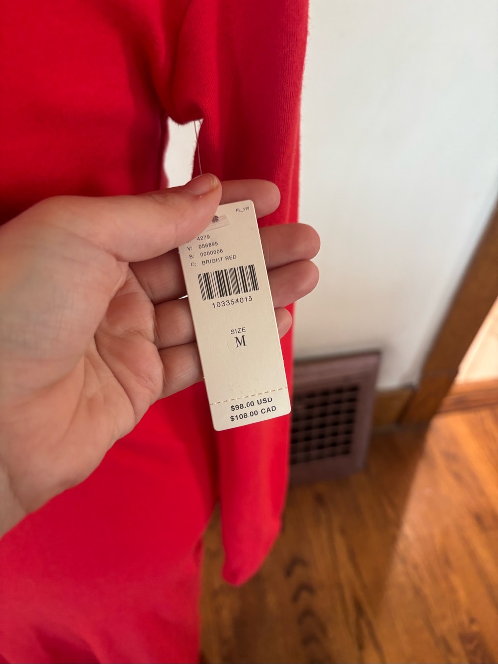 NWT Daily Practice Size Medium Long-Sleeve Henley Maxi Dress Bright Red - Picture 4 of 6